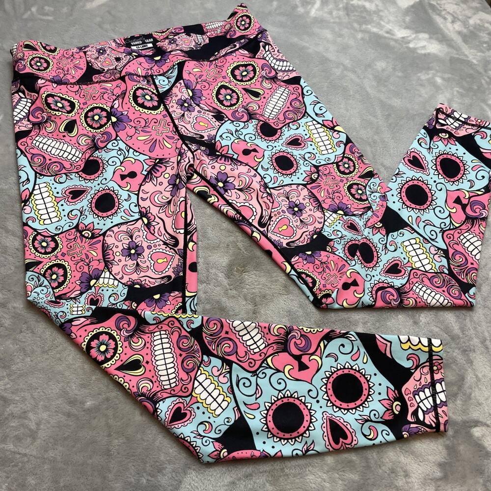 Colorful Sugar Skull Print Women's Pants
